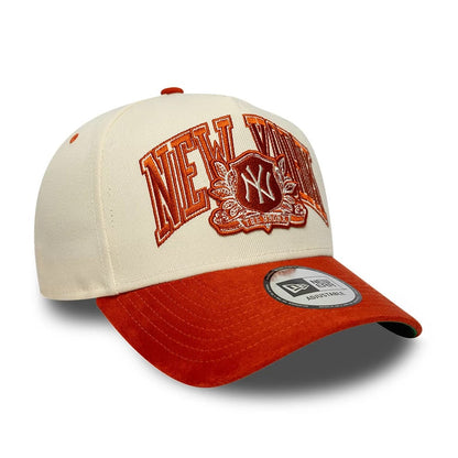 Pictured is this MLB Suede New York Yankees 9FORTY E-Frame cap in cream. 4