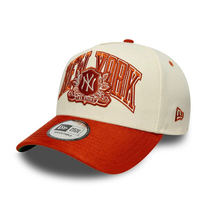 Pictured is this MLB Suede New York Yankees 9FORTY E-Frame cap in cream. 1