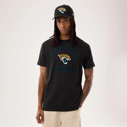 The model is wearing this NFL Sideline 2026 Jacksonville Jaguars T-Shirt in black. 1