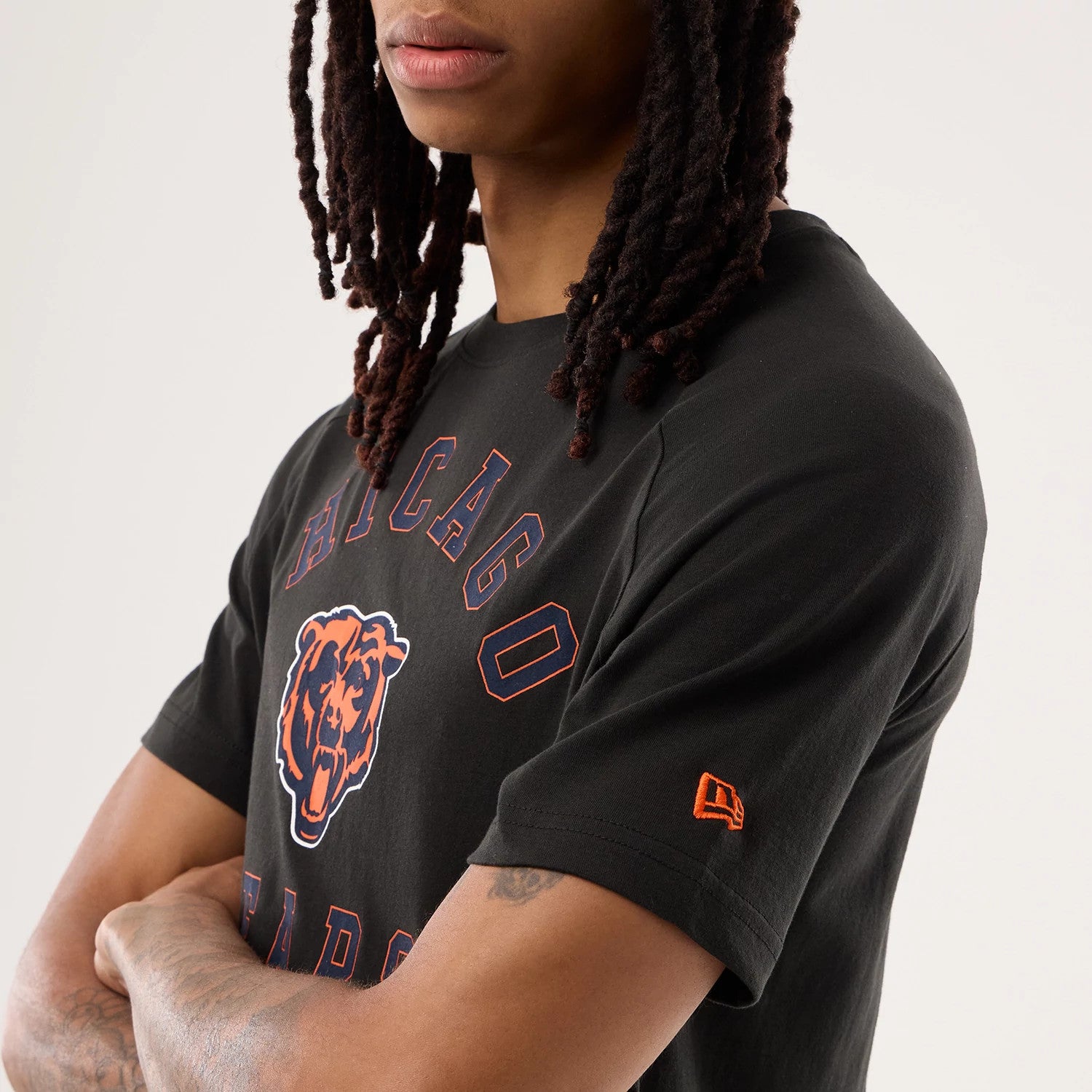 The model is wearing this NFL Sideline 2026 Chicago Bears T-Shirt in black. 3