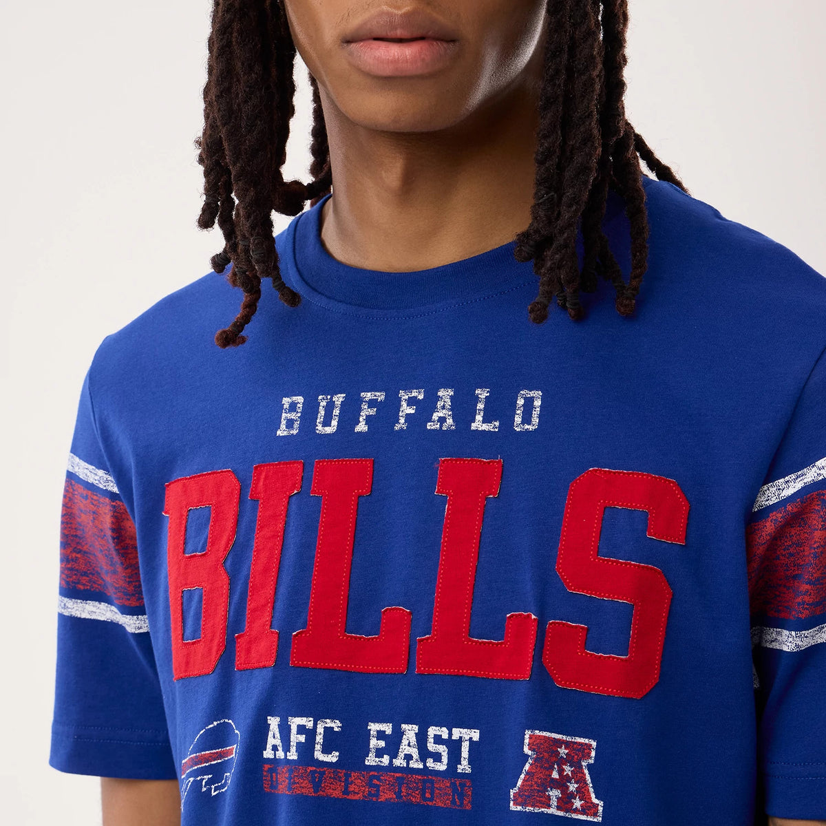The model is wearing this NFL Sideline 2026 Buffalo Bills T-Shirt in blue. 5