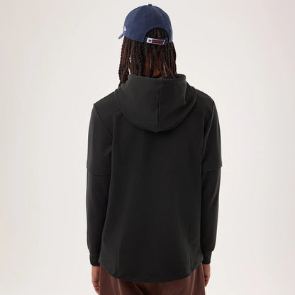 The model is wearing this NFL Sideline 2026 Chicago Bears Double Sleeve Hoodie in black. 2
