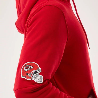 The model is wearing this NFL Sideline 2026 Kansas City Chiefs Pullover Hoodie in red. 4