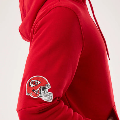 The model is wearing this NFL Sideline 2026 Kansas City Chiefs Pullover Hoodie in red. 4