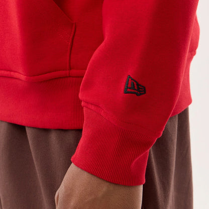 The model is wearing this NFL Sideline 2026 San Francisco 49ers Pullover Hoodie in red. 7