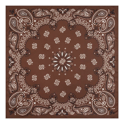 Pictured is this New Era Paisley Bandana in Brown. 1