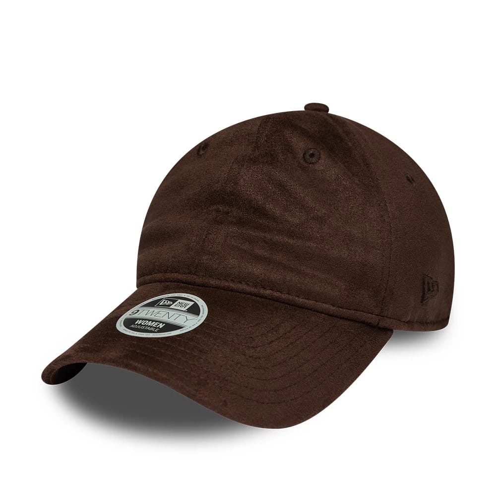 Pictured is this Womens New Era Textured 9TWENTY cap in dark brown. 1