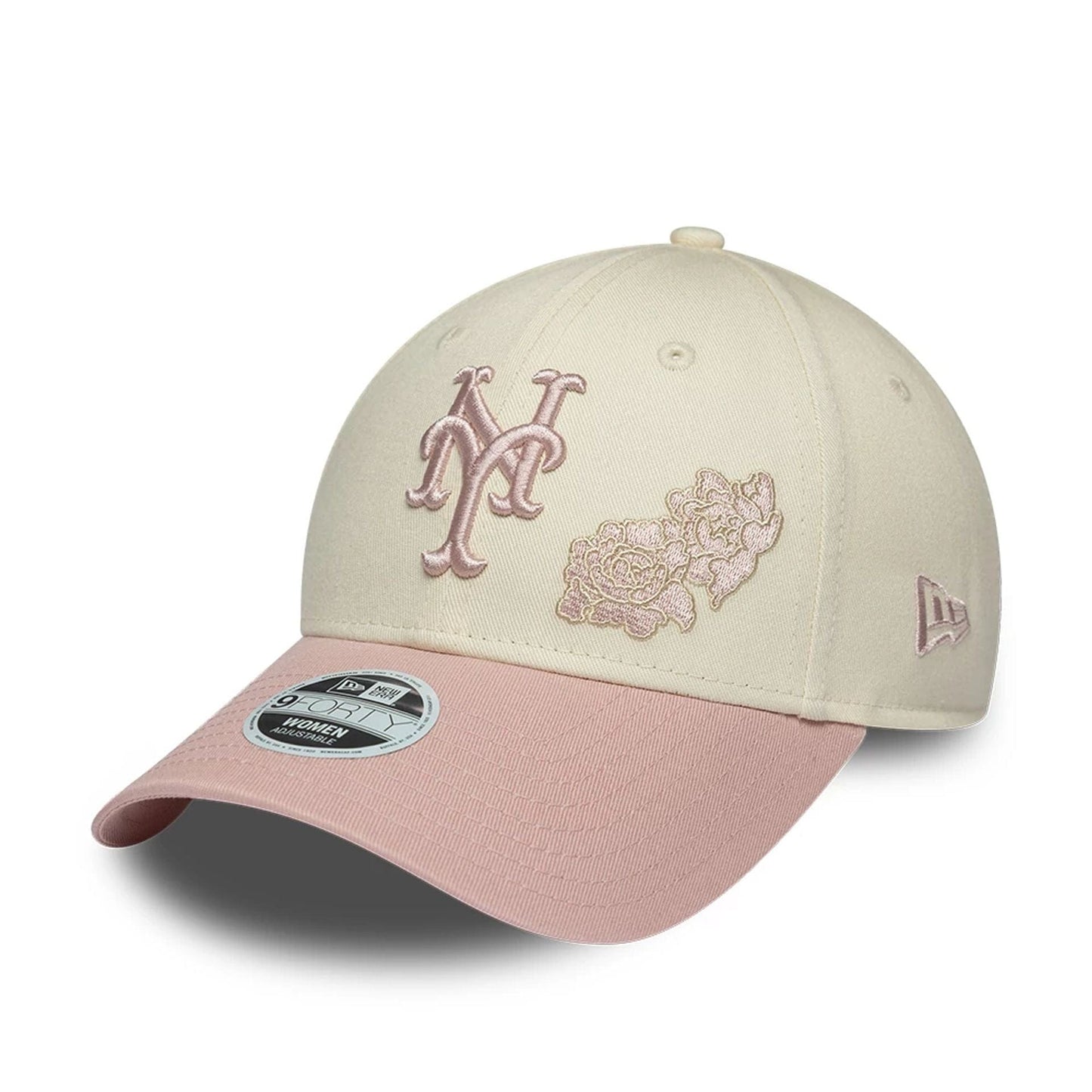 Pictured is this Womens MLB Floral New York Mets 9FORTY cap in Cream. 1
