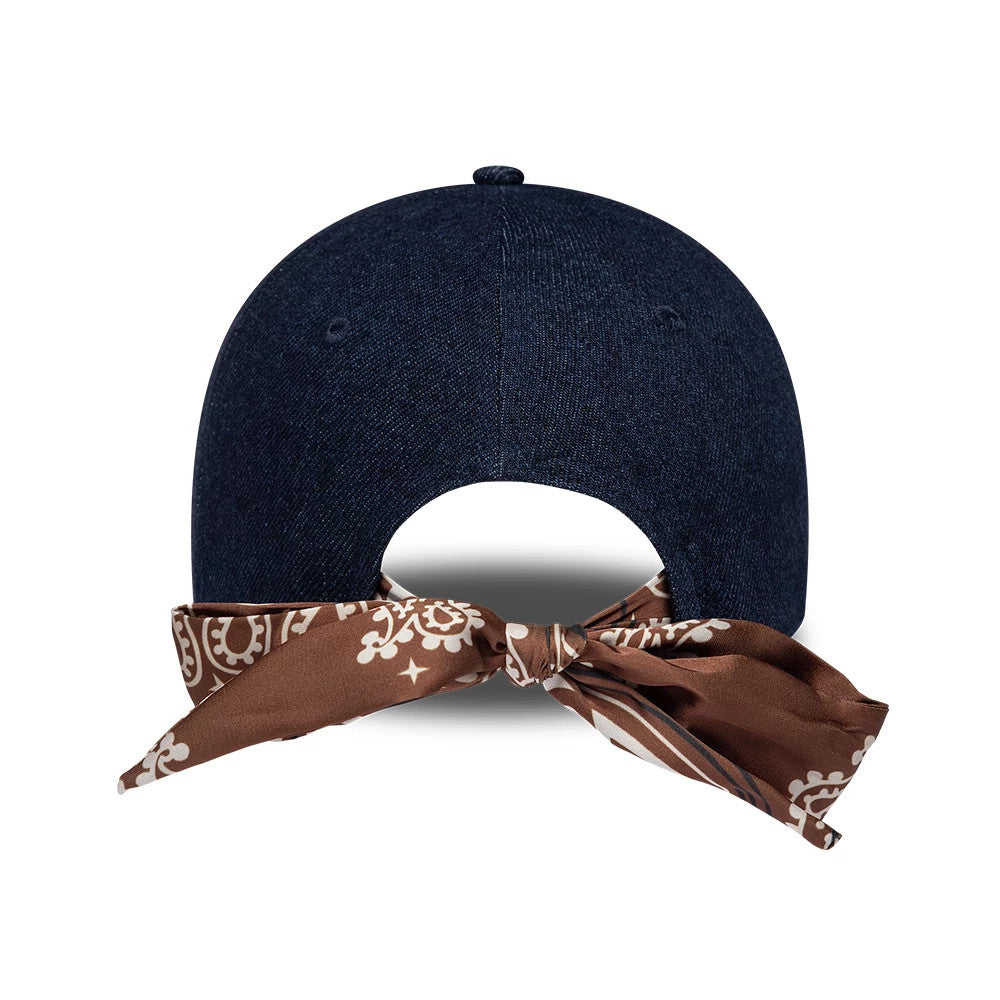 Pictured is this Womens MLB Denim New York Yankees 9FORTY Bowback cap in navy. 2