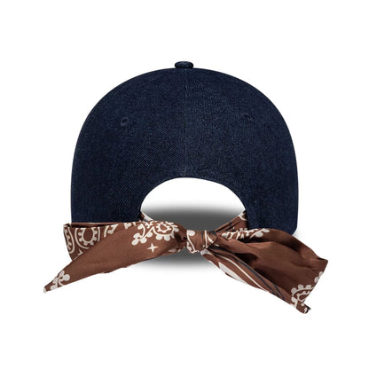 Pictured is this Womens MLB Denim New York Yankees 9FORTY Bowback cap in navy. 2