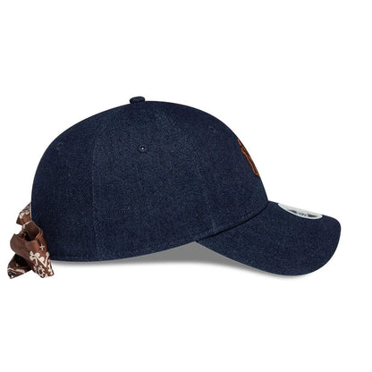 Pictured is this Womens MLB Denim New York Yankees 9FORTY Bowback cap in navy. 6