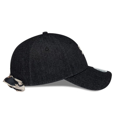 Pictured is this Womens MLB Denim Chicago White Sox 9FORTY Bowback cap in black. 6