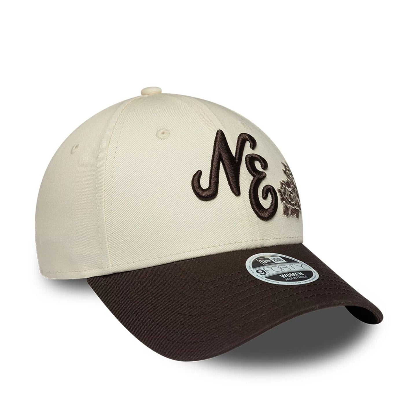 Pictured is this Womens New Era Floral 9FORTY cap in light beige. 3