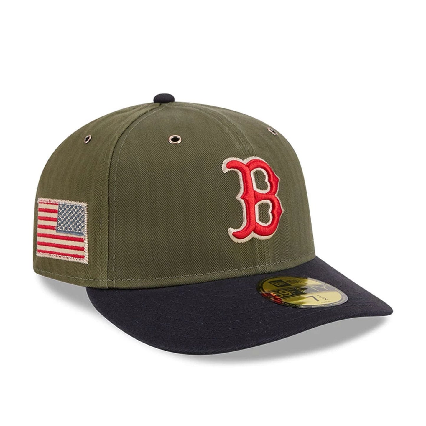 Pictured is this MLB American Herringbone Boston Red Sox 59FIFTY Fitted cap in green. 1