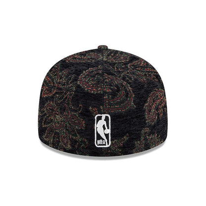 Pictured is this NBA Jacquard Chenille Philadelphia 76ers 59FIFTY Fitted cap in black. 5
