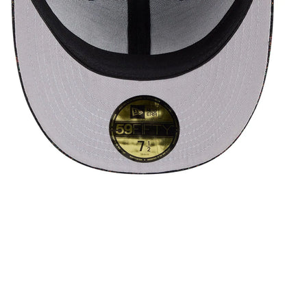Pictured is this NBA Jacquard Chenille Philadelphia 76ers 59FIFTY Fitted cap in black. 2