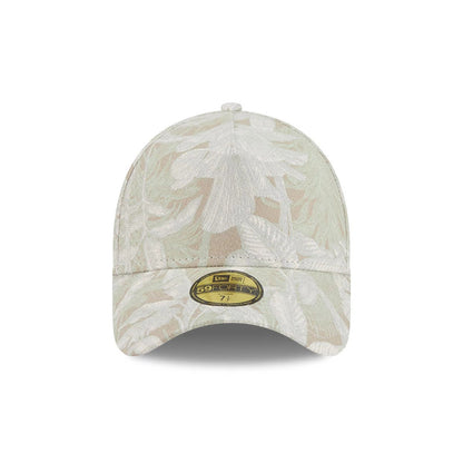 Pictured is this New Era Leafy Palm 59FORTY A-Frame Fitted cap in light beige. 3