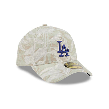 Pictured is this MLB Leafy Palm LA Dodgers 59FORTY A-Frame Fitted cap in light beige. 4