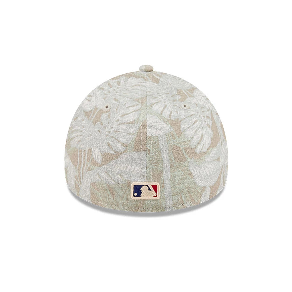 Pictured is this MLB Leafy Palm LA Dodgers 59FORTY A-Frame Fitted cap in light beige. 5