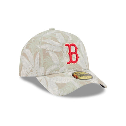 Pictured is this MLB Leafy Palm Boston Red Sox 59FORTY A-Frame Fitted cap in light beige. 4