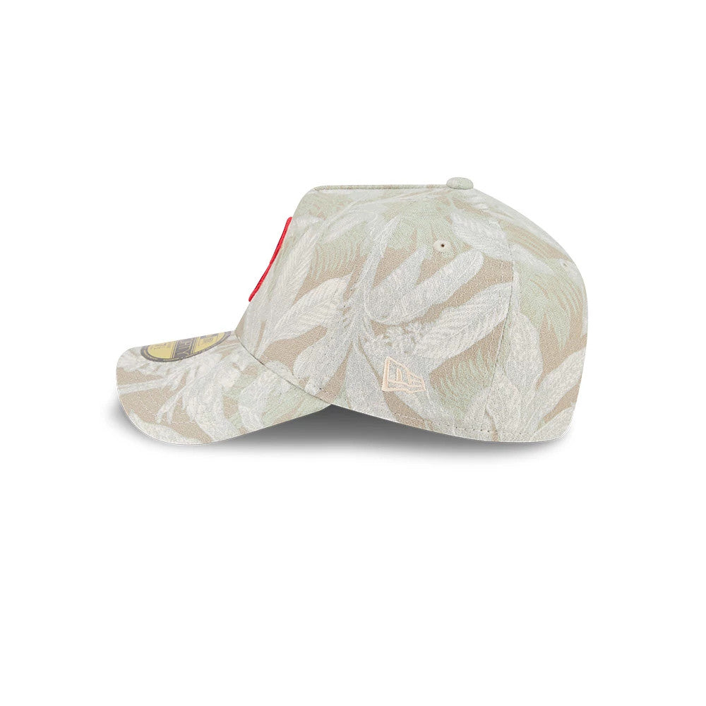 Pictured is this MLB Leafy Palm Boston Red Sox 59FORTY A-Frame Fitted cap in light beige. 6
