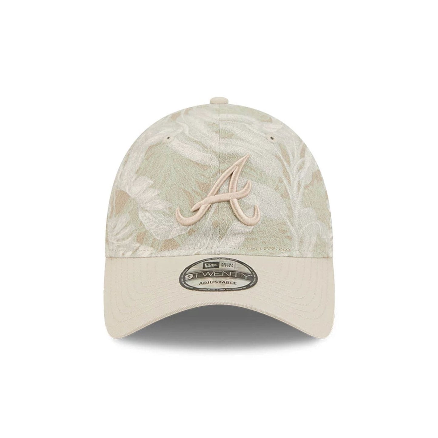 Pictured is this MLB Leafy Palm Atlanta Braves 9TWENTY Adjustable cap in light beige. 3