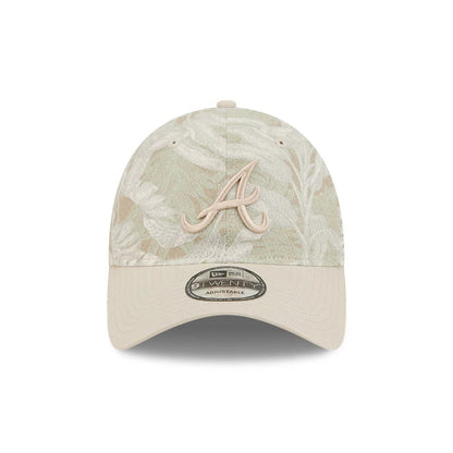 Pictured is this MLB Leafy Palm Atlanta Braves 9TWENTY Adjustable cap in light beige. 3