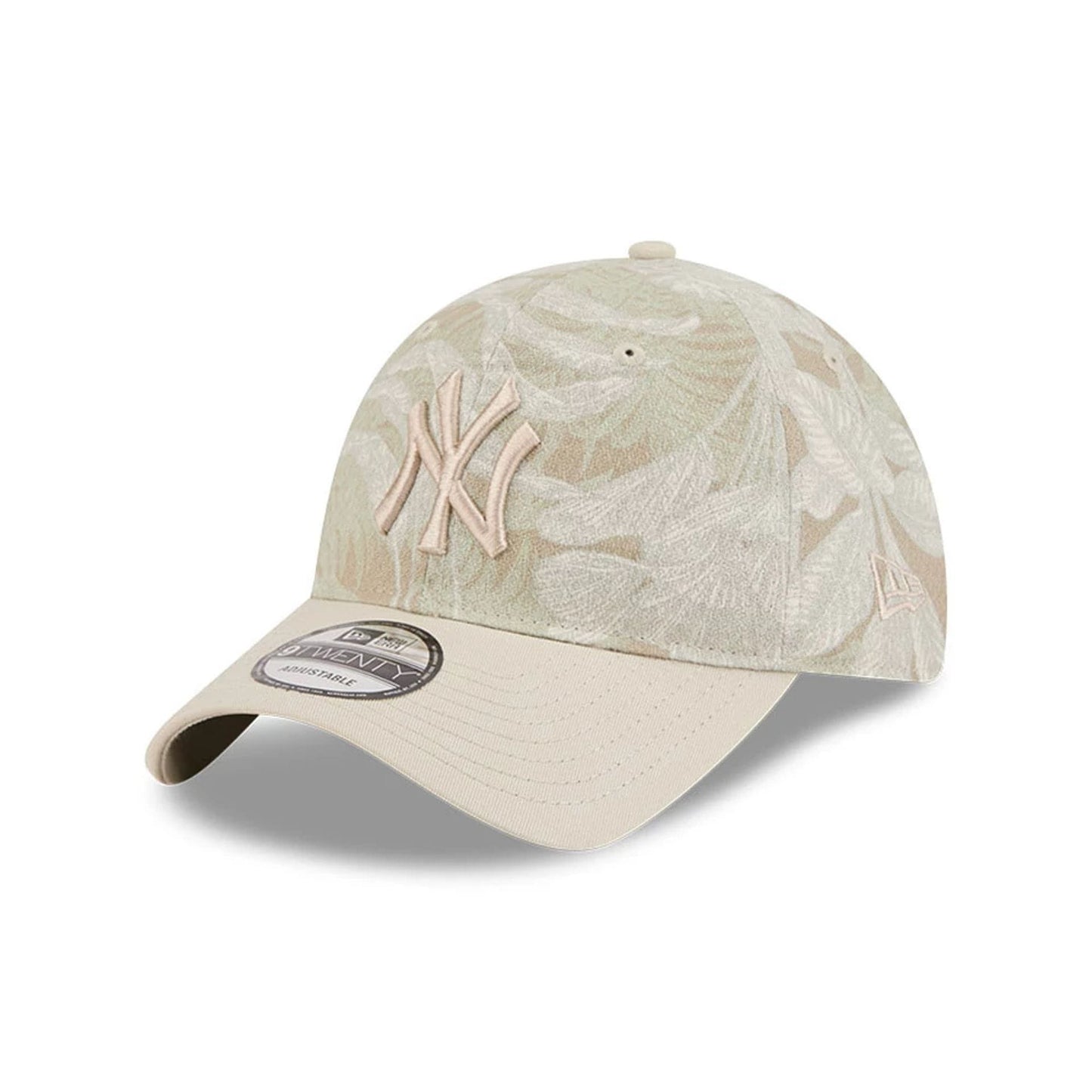 Pictured is this MLB Leafy Palm New York Yankees 9TWENTY Adjustable cap in light beige. 1