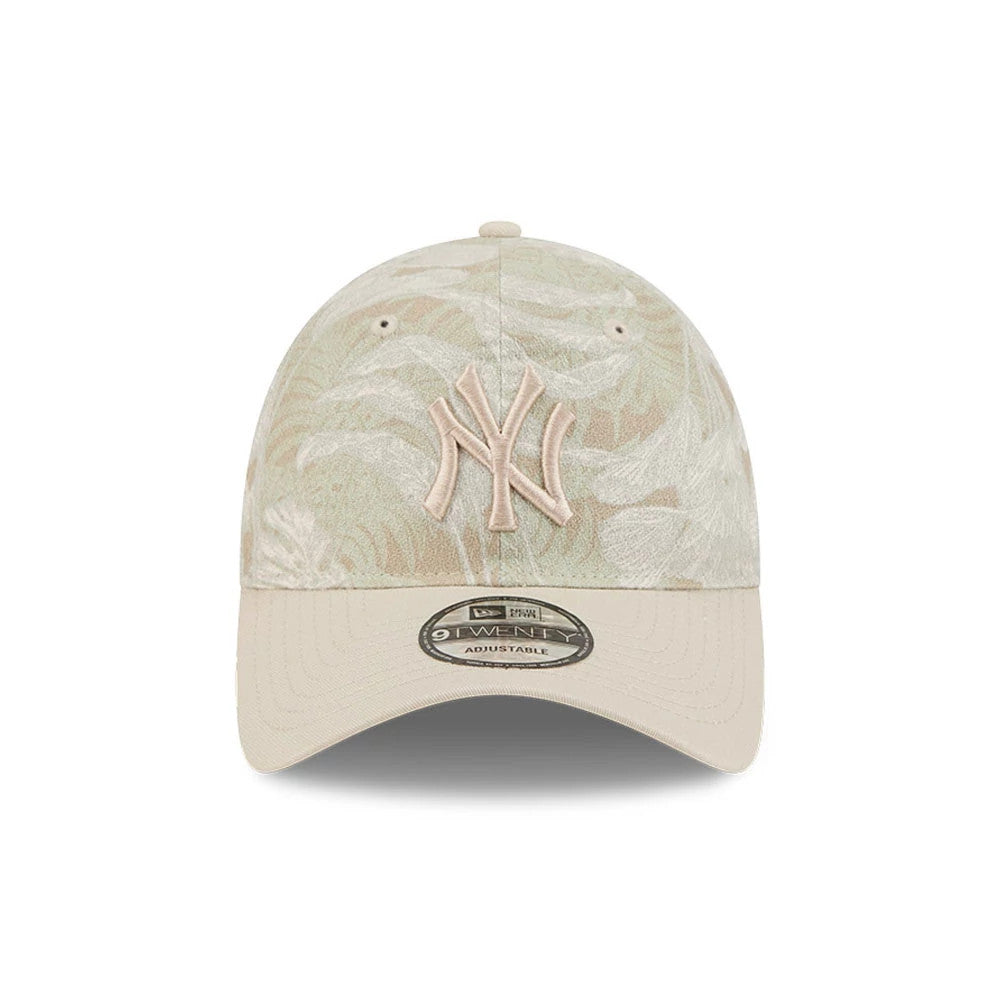 Pictured is this MLB Leafy Palm New York Yankees 9TWENTY Adjustable cap in light beige. 3
