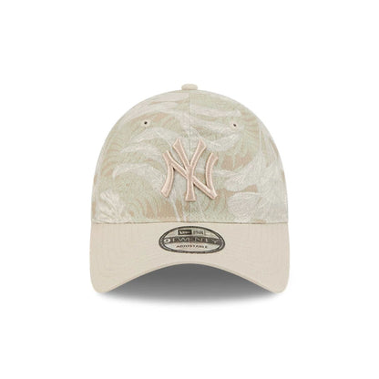 Pictured is this MLB Leafy Palm New York Yankees 9TWENTY Adjustable cap in light beige. 3