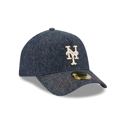 Pictured is this MLB Quickstrike Herringbone Denim New York Mets 59FORTY A-Frame Fitted cap in navy. 4