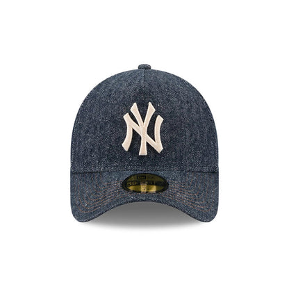 Pictured is this MLB Quickstrike Herringbone Denim New York Yankees 59FORTY A-Frame Fitted cap in navy. 3