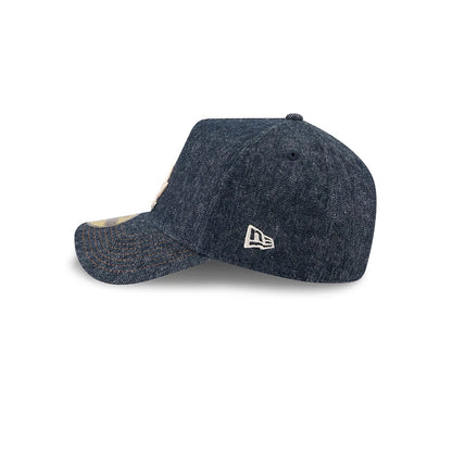 Pictured is this MLB Quickstrike Herringbone Denim LA Dodgers 59FORTY A-Frame Fitted cap in navy. 5