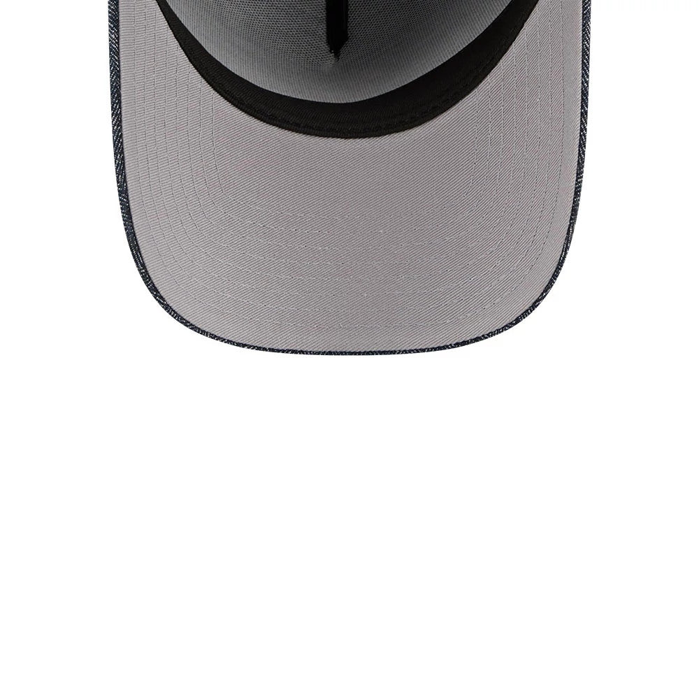 Pictured is this MLB Quickstrike Herringbone Denim LA Dodgers 59FORTY A-Frame Fitted cap in navy. 2