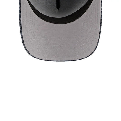 Pictured is this MLB Quickstrike Herringbone Denim LA Dodgers 59FORTY A-Frame Fitted cap in navy. 2