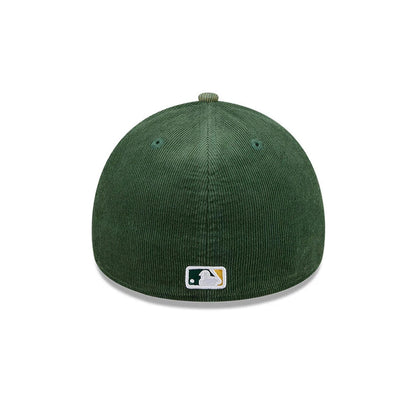 Pictured is this MLB Quickstrike Snow Wash Cord Athletics 59FORTY A-Frame Fitted cap in dark green. 5