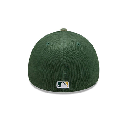 Pictured is this MLB Quickstrike Snow Wash Cord Athletics 59FORTY A-Frame Fitted cap in dark green. 5