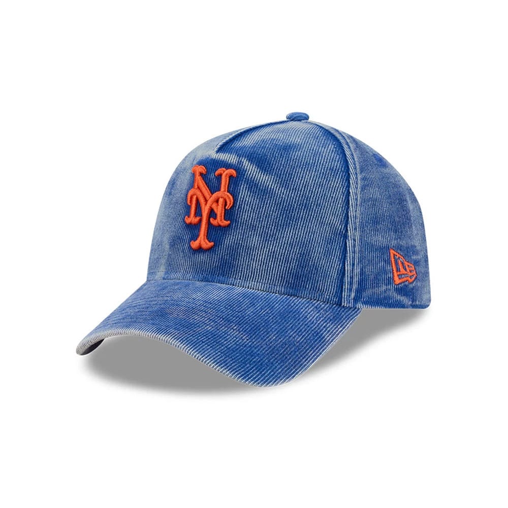 Pictured is this MLB Quickstrike Snow Wash Cord New York Mets 59FORTY A-Frame Fitted cap in blue. 1