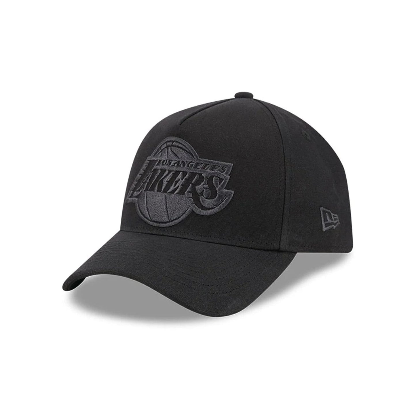 Pictured is this NBA Hardwood Classic Waxy Canvas LA Lakers 59FORTY A-Frame Fitted cap in black. 4