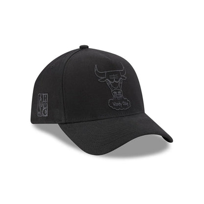Pictured is this NBA Hardwood Classic Waxy Canvas Chicago Bulls 59FORTY A-Frame Fitted cap in black. 1