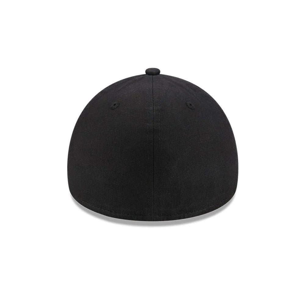 Pictured is this NBA Hardwood Classic Waxy Canvas Chicago Bulls 59FORTY A-Frame Fitted cap in black. 4