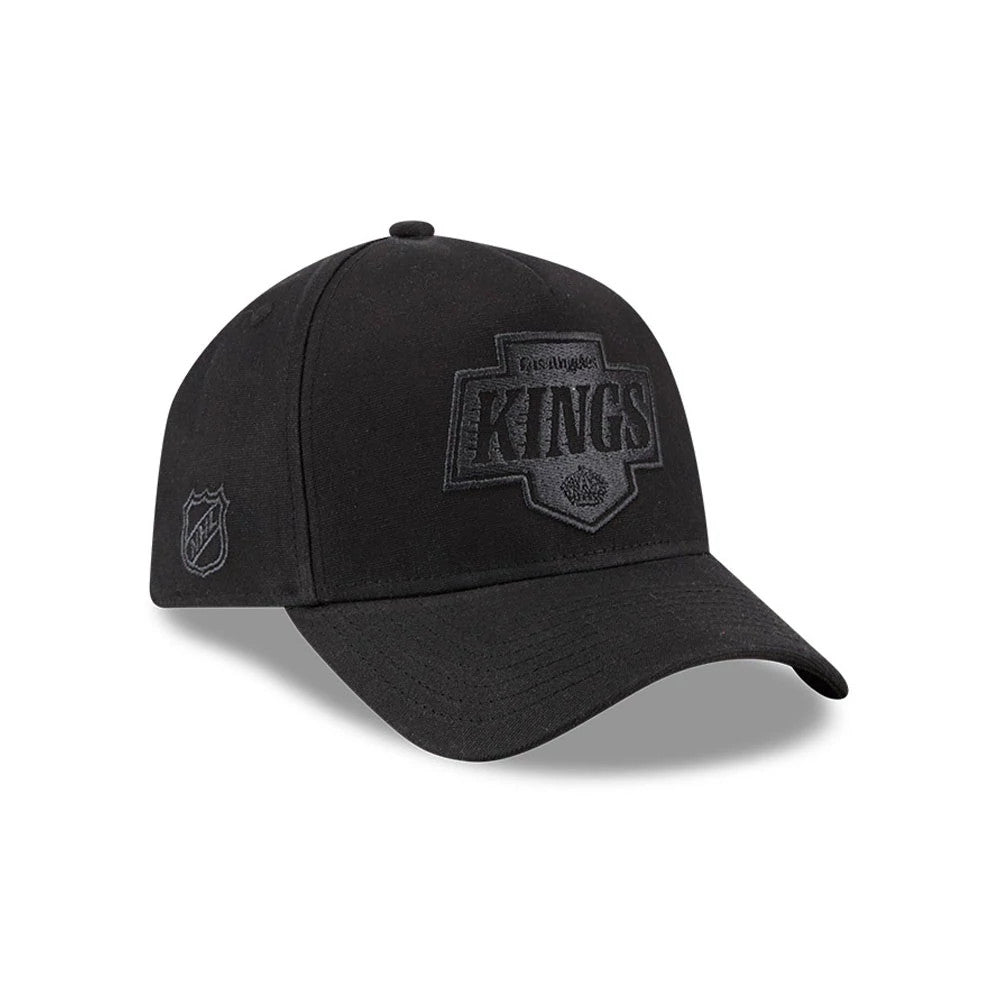 Pictured is this NHL Quickstrike Waxy Canvas LA Kings 59FORTY A-Frame Fitted cap in black. 3