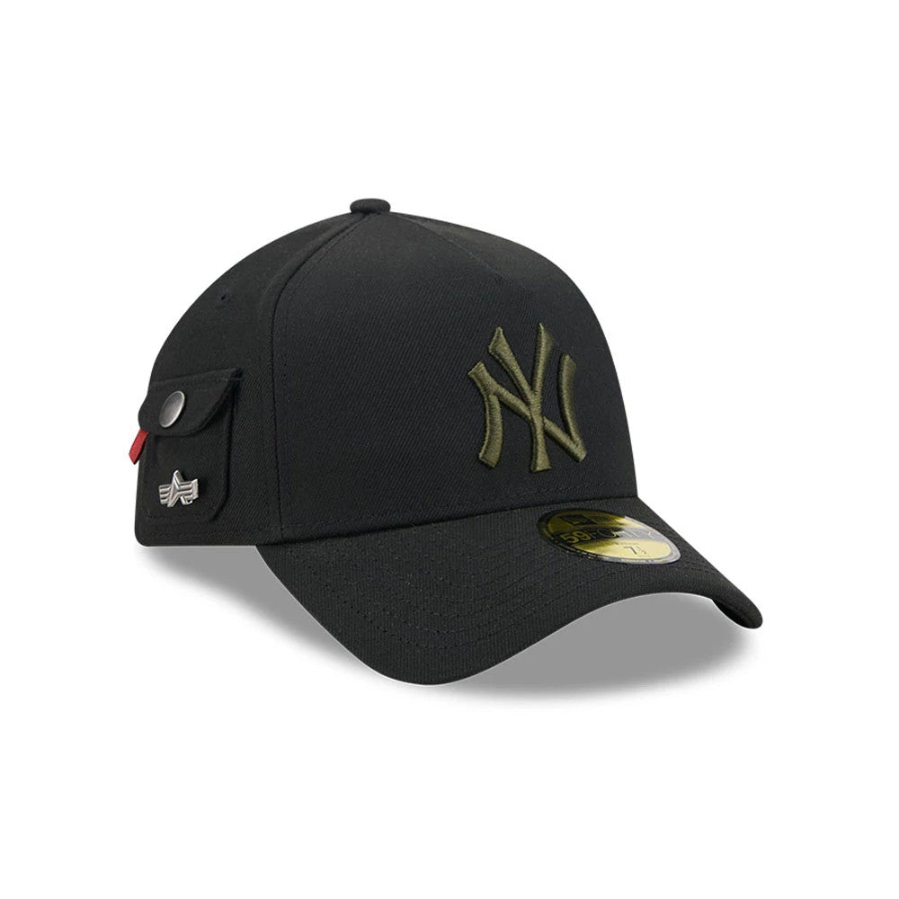 Pictured is this MLB X Alpha New York Yankees 59FORTY A-Frame Fitted cap in black. 3
