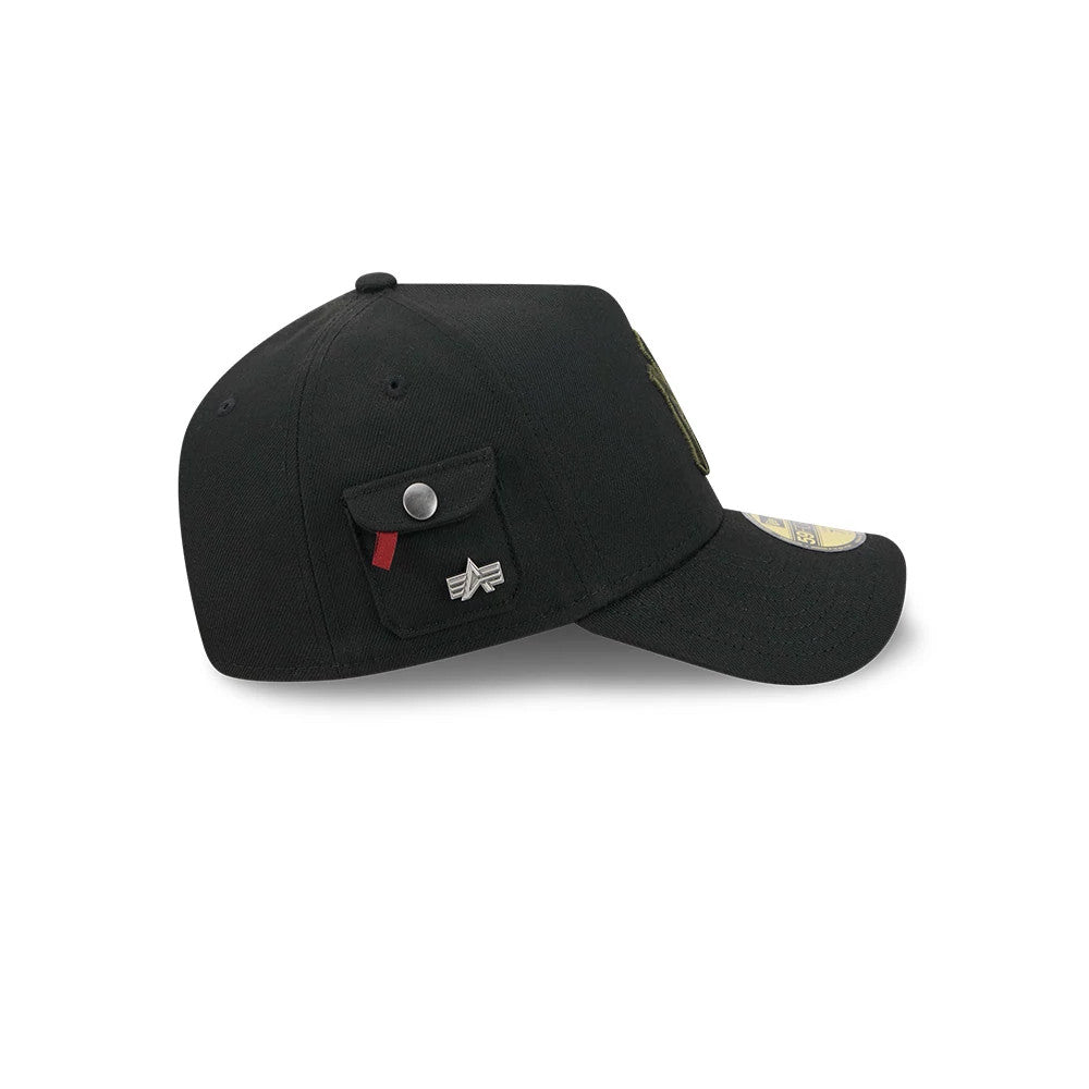 Pictured is this MLB X Alpha New York Yankees 59FORTY A-Frame Fitted cap in black. 4
