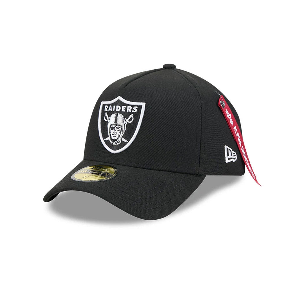 Pictured is this NFL X Alpha Las Vegas Raiders 59FORTY A-Frame Fitted cap in Black. 1