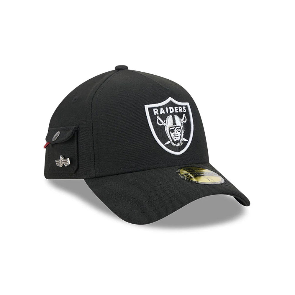 Pictured is this NFL X Alpha Las Vegas Raiders 59FORTY A-Frame Fitted cap in Black. 3