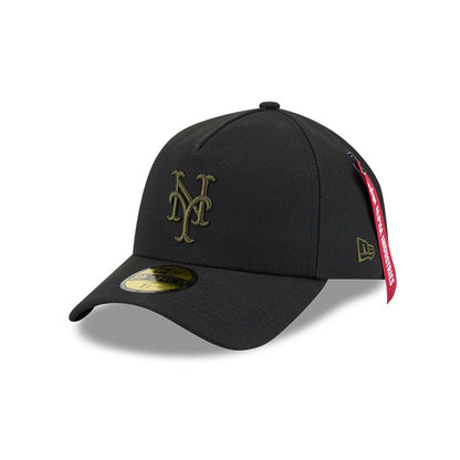 Pictured is this MLB X Alpha New York Mets 59FORTY A-Frame Fitted cap in black. 1