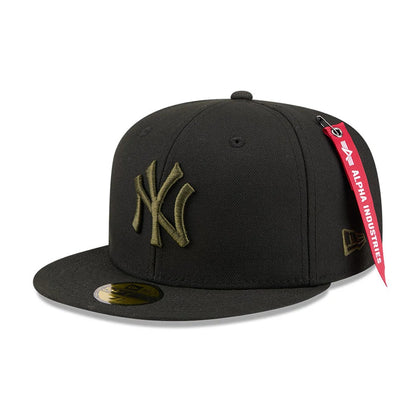 Pictured is this MLB X Alpha New York Yankees 59FIFTY Fitted cap in black. 1