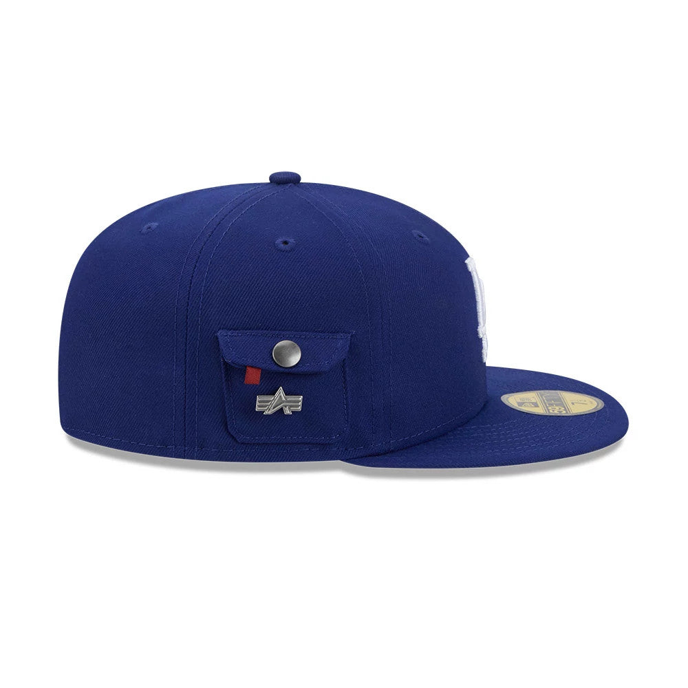 Pictured is this MLB X Alpha LA Dodgers 59FIFTY Fitted cap in Navy. 6