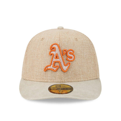 Pictured is this MLB Halloween Athletics 59FIFTY Fitted cap in beige. 3
